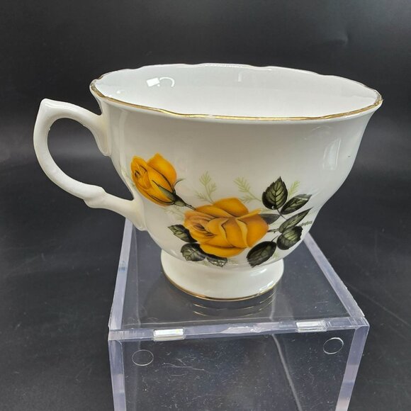 Vintage Yellow Rose Bone China Teacups Set Of 2 Royal Vale and Rosina JJ4093 - Picture 10 of 12